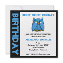Aqua Owl Birthday Party Invitation