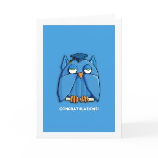 Aqua Owl Grad aqua Congratulations Graduation zazzle_card