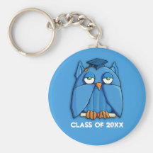 Aqua Owl Grad aqua Graduation Keychain