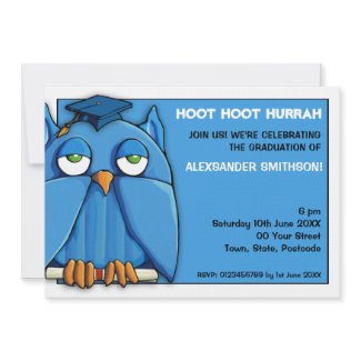 Aqua Owl Grad aqua Graduation Party 6 invitation zazzle_invitation