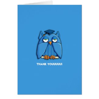 Aqua Owl Grad aqua Thank You Note Card zazzle_card