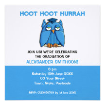 Aqua Owl Grad Graduation Party 3 Invitation