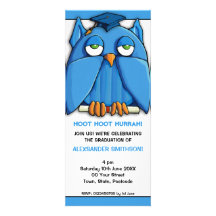 Aqua Owl Grad Graduation Party 4 Invitation