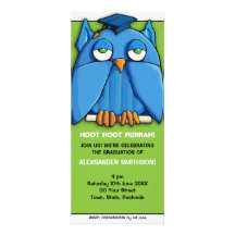 Aqua Owl Grad green Graduation Party 4 Invitation