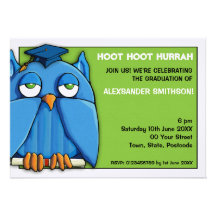 Aqua Owl Grad green Graduation Party 6 invitation