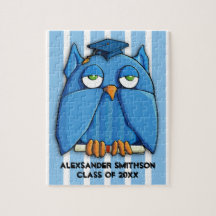 Aqua Owl Grad Jigsaw Puzzle