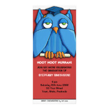 Aqua Owl Grad red Graduation Party 4 Invitation