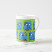 Aqua Owl green Bone China Mug