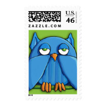 Aqua Owl green Stamp