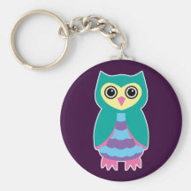 Aqua Owl Keychains