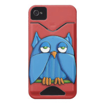 Aqua Owl red iPhone 4/4S Case-Mate ID™ Iphone 4 Id Cover