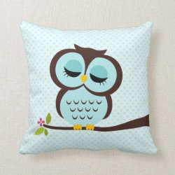 Aqua Owl Throw Pillow