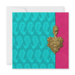 Aqua Paisley Peacock Indian Wedding Invitation