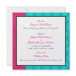 Aqua Paisley Peacocks Wedding Reception Menu Card Custom Invitations