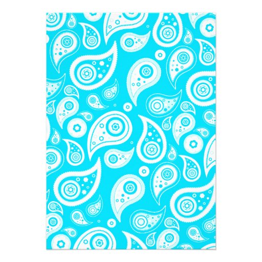 Aqua Paisley Wedding Invitations