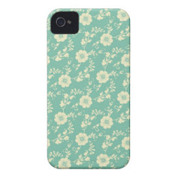 Aqua Pastel Blue Vintage Floral Print Pattern iPhone 4 Case-Mate Cases