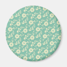 Aqua Pastel Blue Vintage Floral Print Pattern Refrigerator Magnet