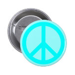 Aqua Peace Symbol Pinback Buttons