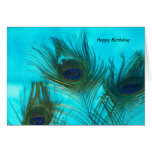 Aqua Peacock Feathers Card