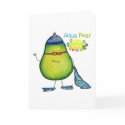 Aqua Pear Greeting Card, Blank by kathyfena Aqua Pear Greeting Card, Blank