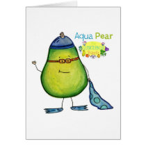 Aqua Pear Greeting Card, Blank cards