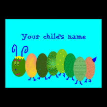 Aqua Personalized Caterpillar Poster posters by MarciaCox Aqua Personalized Caterpillar Poster posters