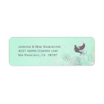 Aqua, pink + grey floral spring wedding address return address labels