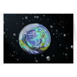 Aqua Planets Abstract Note Cards