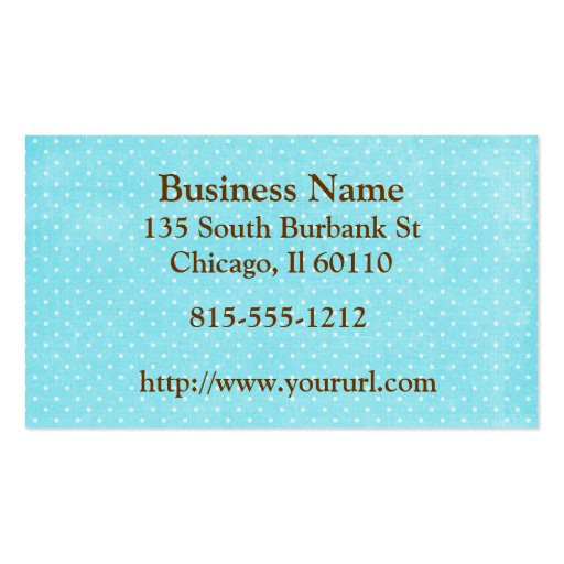 Aqua Polka Dots Business Card Template (front side)