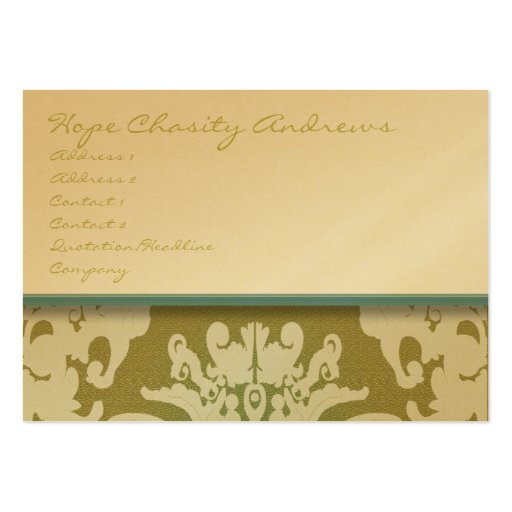 Aqua Pool Blue and Gold Damask Floral - Business Card (front side)