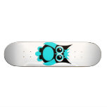 Aqua Punk Owl Skateboard