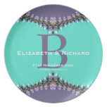 Aqua & Purple Lace Wedding Souvenir Plate
