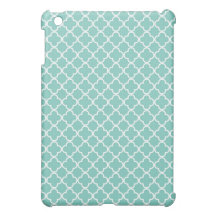 Aqua Quatrefoil Clover Pattern iPad Mini Covers