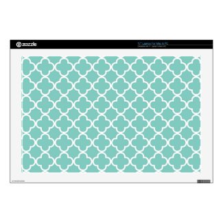 Aqua Quatrefoil Clover Pattern Decal For 17&quot; Laptop