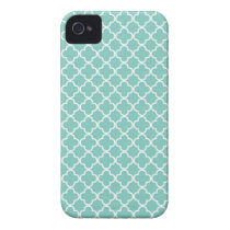 Aqua Quatrefoil Pattern Case-mate Iphone 4 Cases