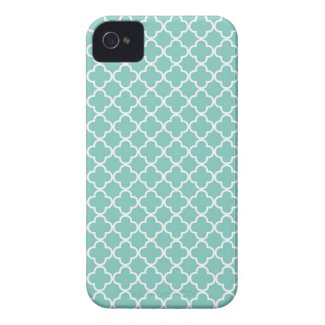 Aqua Quatrefoil Pattern Case-Mate iPhone 4 Cases