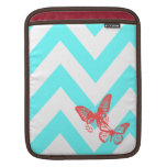 Aqua & Red Chevron Butterflies Ipad Sleeve ipad sleeves