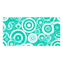 aqua_retro_circles photo card template
