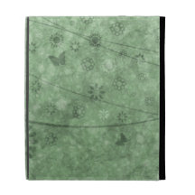 Aqua Retro Flowers and Butterflies Abstract iPad Cases