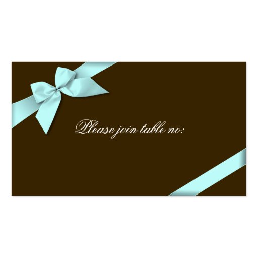 Aqua Ribbon Guest Table Place Card Business Card Templates (front side)