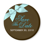 Aqua Ribbon Save The Date Wedding Announce