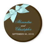 Aqua Ribbon Save The Date Wedding Announce