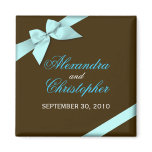 Aqua Ribbon Save The Date Wedding Announce