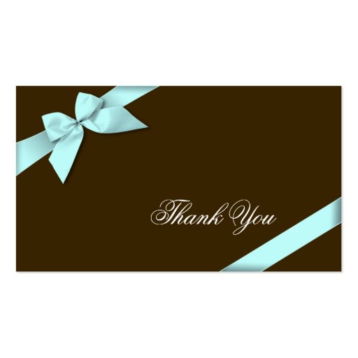 Aqua Ribbon Thank You Minicard Business Cards (front side)
