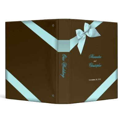 Aqua Ribbon Wedding Planner Album 3 Ring Binder by Ruxique