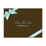 Aqua Ribbon Wedding Save the Date 2 Postcard