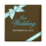 Aqua Ribbon Wedding Save The Date Announce