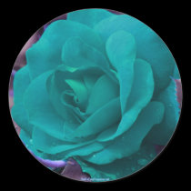 Aqua Rose Flower Photography Sticker Label