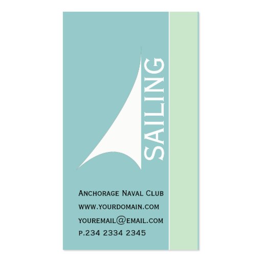 Aqua Sail Boat Sailing Business Card Template (back side)