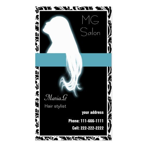 Aqua Salon businesscards and appointment Business Card Template (front side)